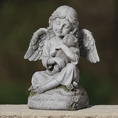 11.5"H MEMORIAL ANGEL W/ TEDDY