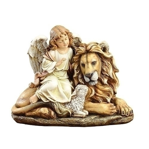 11.5"H LION/LAMB W/ANGEL FIG