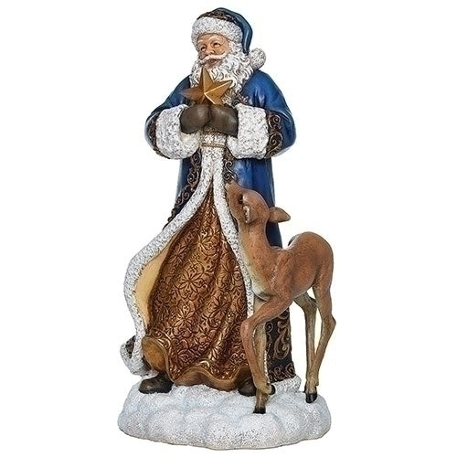 11.5"H BLUE SANTA DEER FIGURE