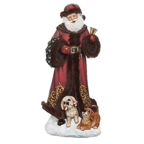 11.5"H SANTA W/PUPPIES & BROWN