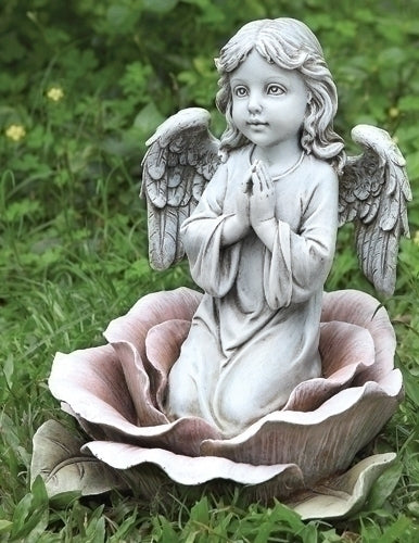 11"H ANGEL KNEELING IN ROSE