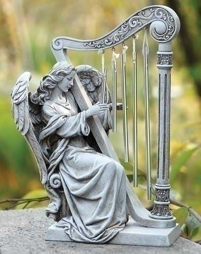 10"H ANGEL W/WINDCHIME HARP