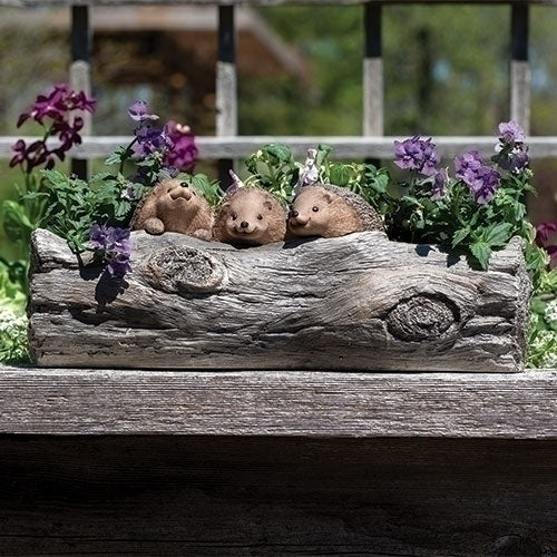 14"W HEDGEHOG PLANTER WOOD