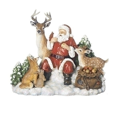 8.75"H SANTA W/ANIMALS