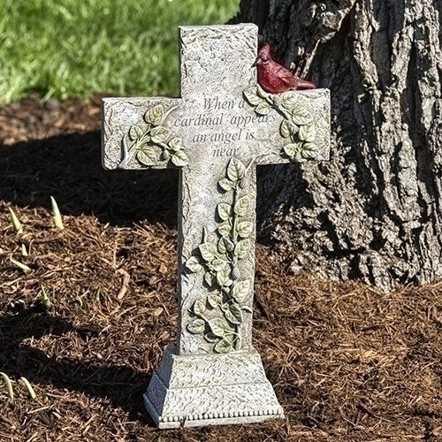 16"H CARDINAL MEMORIAL CROSS