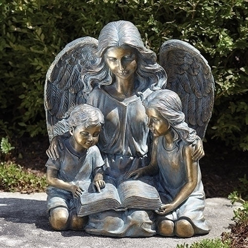 15.5"H ANGEL W/KIDS & BOOK