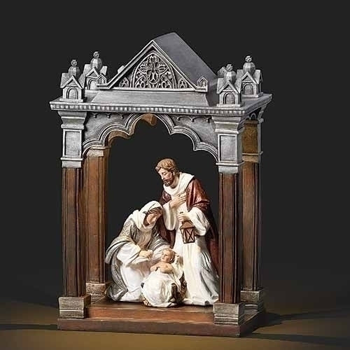 12"H LED CHURCH W/ HOLY FAMILY