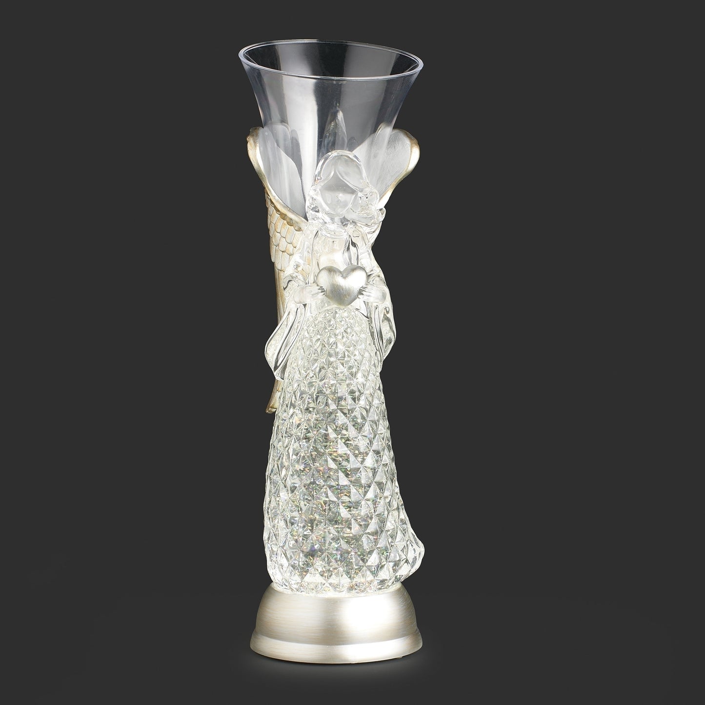 14.75"H LED SWIRL ANGEL VASE