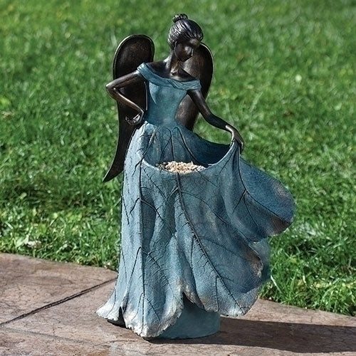 20"H ANGEL WITH DRESS BIRDBATH