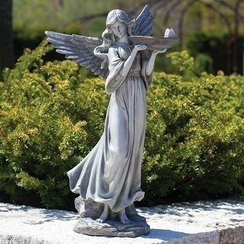 20.25"H ANGEL W/BIRD FEEDER &