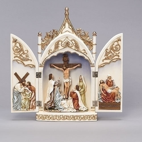 14"H CRUCIFIX TRIPTYCH SCENE