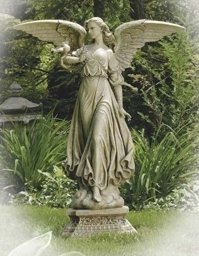 46.5"H ANGEL ON PEDESTAL