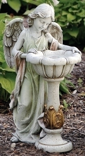 23"H SOLAR ANGEL BIRDBATH