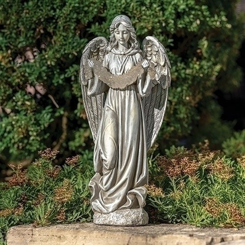 16.75"H LED ANGEL WITH FLOWER