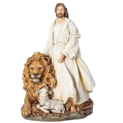 12"H JESUS WITH LION & LAMB