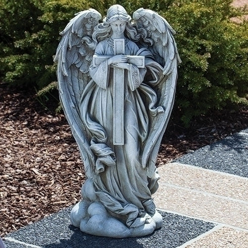 25.5"H ANGEL W/CROSS GARDEN