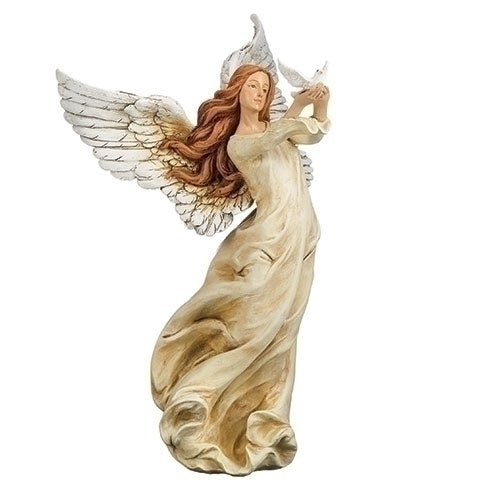 10"H ANGEL WITH DOVE FIGURE