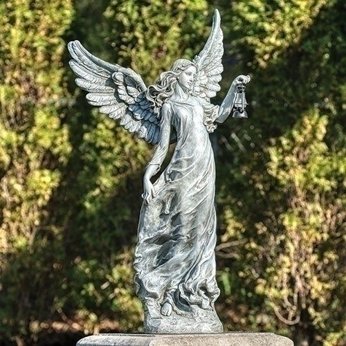 38"H ANGEL W/LIGHTED LANTERN