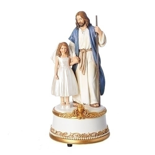 7.5"H JESUS W/GIRL MUSICAL