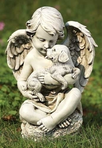 12"H CHERUB W/PUPPY GARDEN