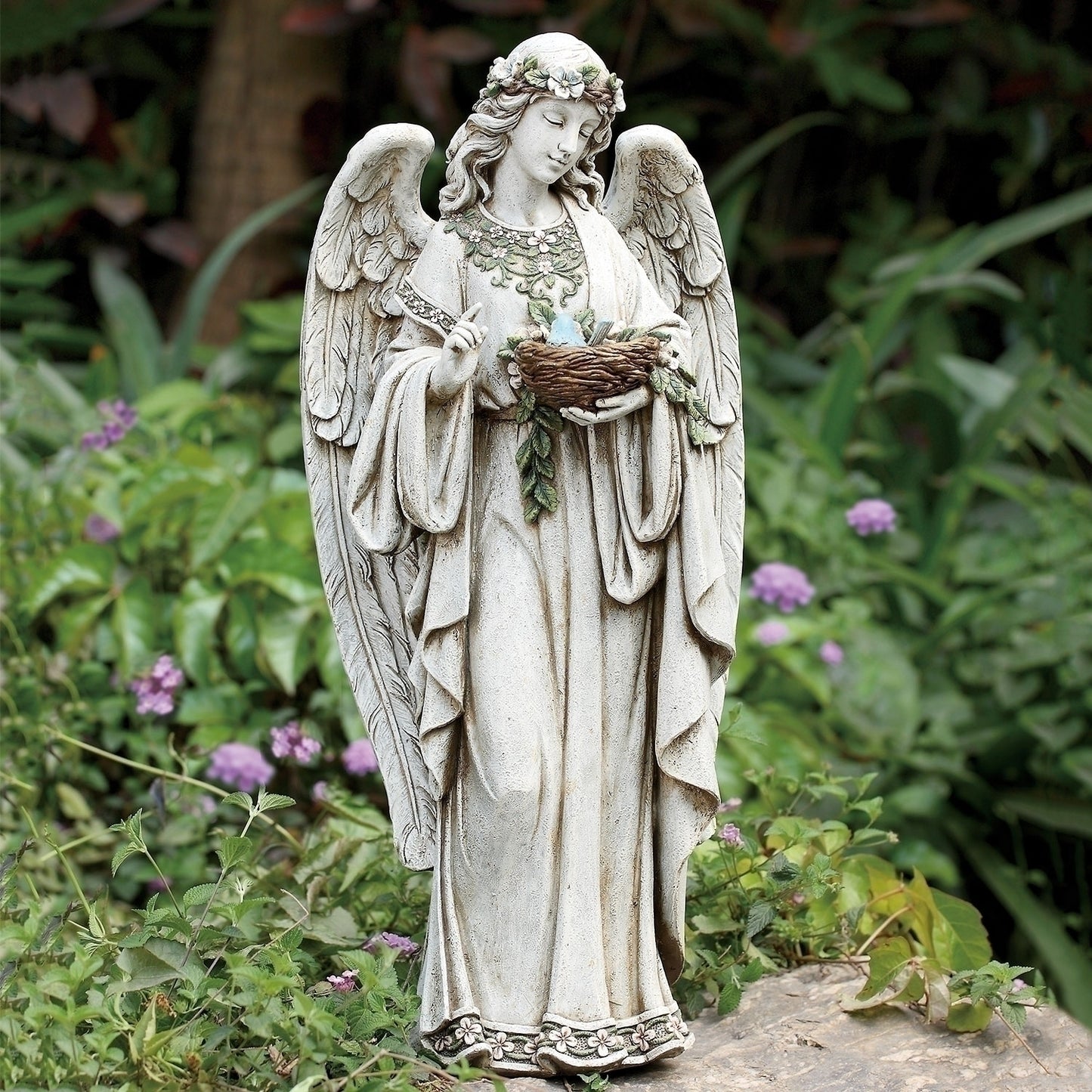 24"H ANGEL HOLDING NEST GARDEN