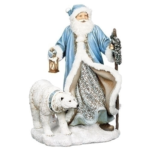 16"H LED BLUE SANTA/POLAR BEAR