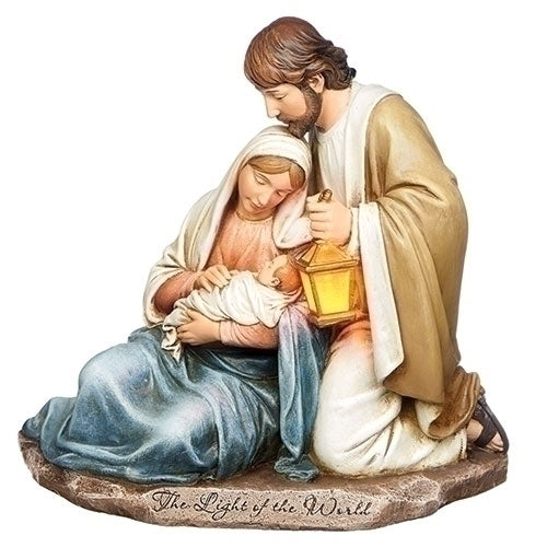 7.25"HOLY FAMILY W/LIT LANTERN