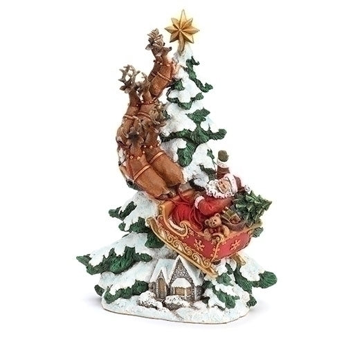 15.25"H SANTA & DEER RIDING UP