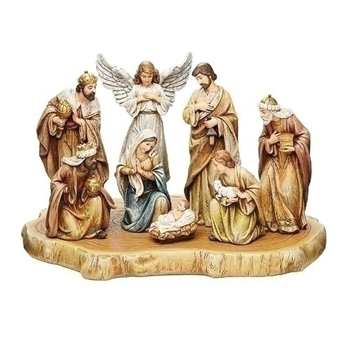 17"H 9PC ST NATIVITY ON WOOD