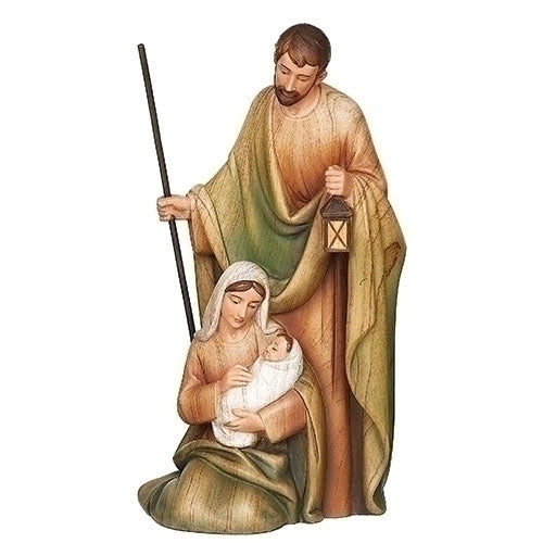 8.5"H STAINED WOOD HOLY FAMILY