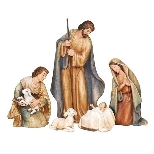 10.2"H 5PC ST HOLY FAMILY WOOD