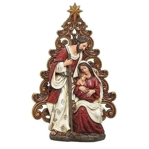 12.5"H HOLY FAMILY W/GOLD TREE