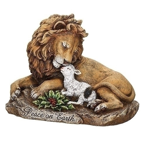 8.5"H LION & LAMB ON ROCK