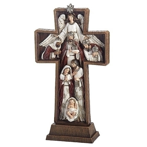 13.5"H NATIVITY CROSS  ANGEL &