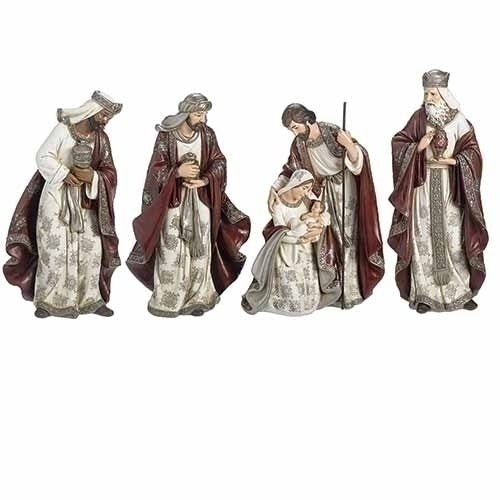 13"H 4PC ST BURGUNDY NATIVITY