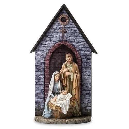 12"H HOLY FAMILY STONE CHURCH