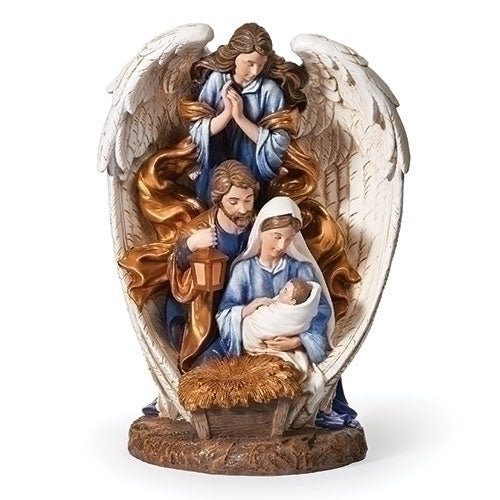 11.5" ANGEL OVER HOLY FAMILY
