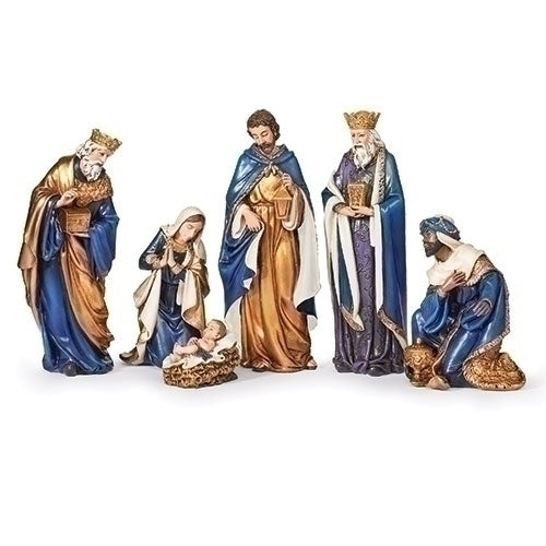 5.5"H 6PCST BLUE ROBE NATIVITY