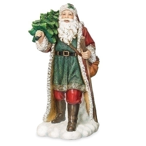 14"H SANTA WITH STAFF FIGURE