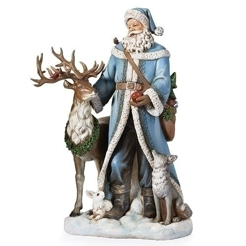 18.5"H BLUE COAT SANTA  DEER &