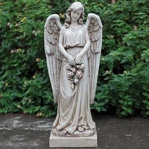 36"H ANGEL HOLDING ROSE WREATH