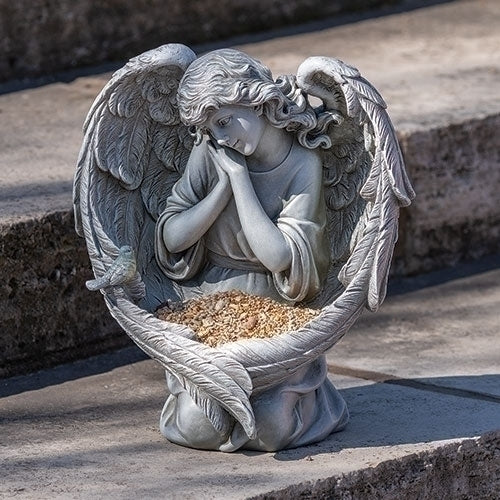 13"H KNEELING ANGEL BIRDFEEDER