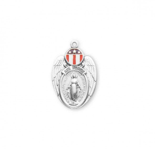 Air Force Sterling Silver Enameled Miraculous Medal