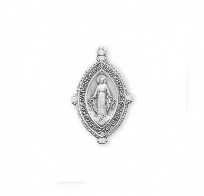 Sterling Silver Double Pointed Oval Miraculous Medal
